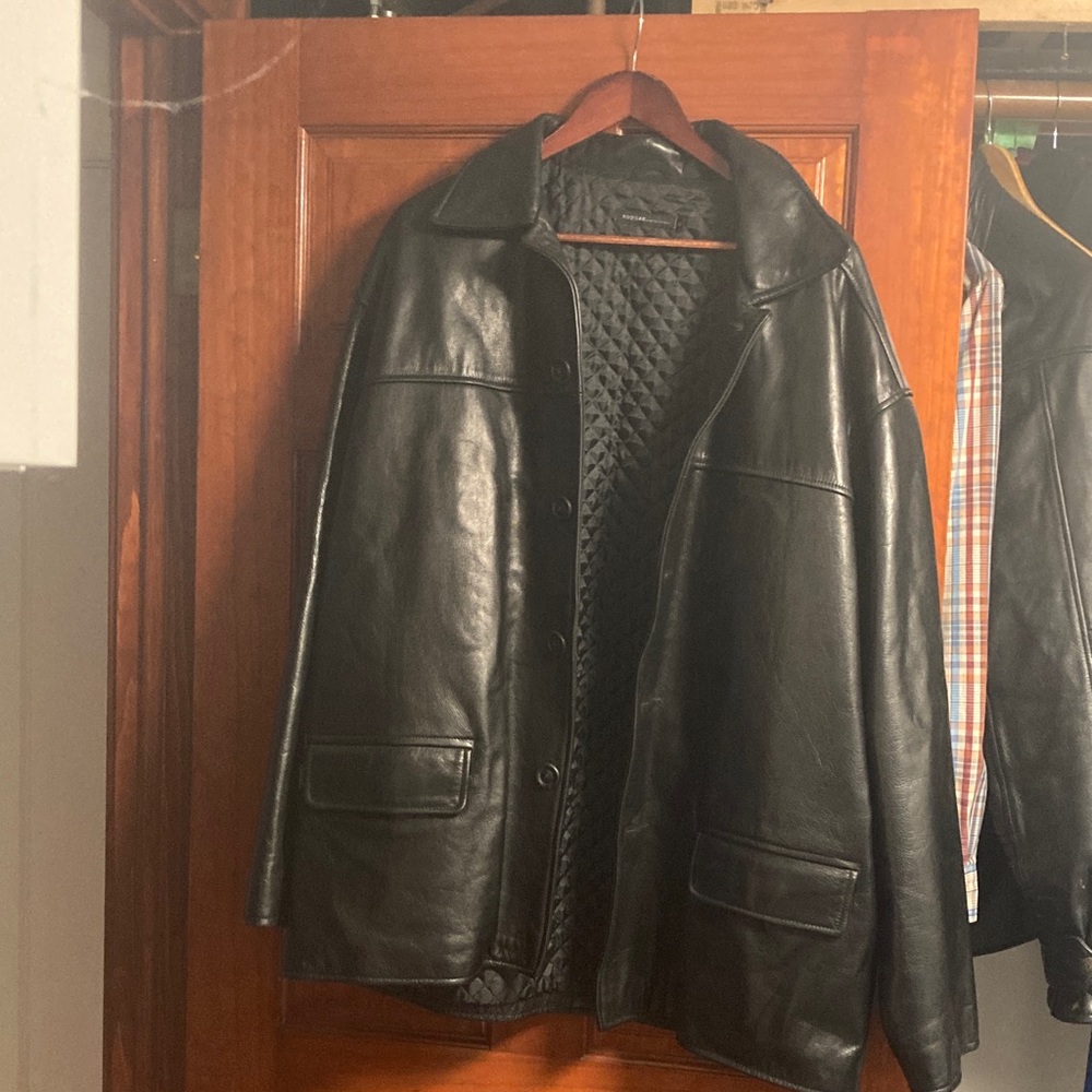 RUDSAK Black Leather Trench Coat